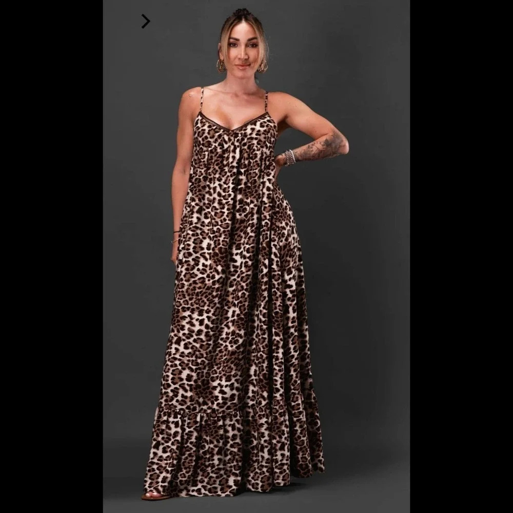 Byegreis Celeste Leopard‎ Print Maxi Dress